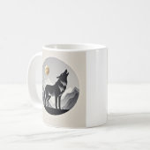 Slanke wolf silhouet zwart grijs minimalist koffiemok (Voorkant links)