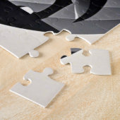 Slanke wolf silhouet zwart grijs minimalist legpuzzel (Zijkant)