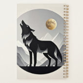 Slanke wolf silhouet zwart grijs minimalist planner (Achterkant)