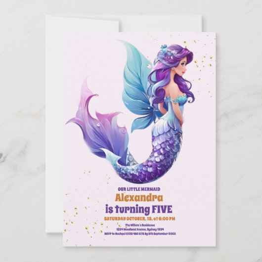 Slanke zeemeermin onder het Zee Verjaardag Kaart (Voorkant)