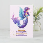 Slanke zeemeermin onder het Zee Verjaardag Kaart (Staand voorkant)