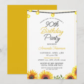 Slanke zonnebloem 90ste verjaardag kaart (Voorkant / Achterkant)