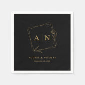 Slanke zwart & goud gepersonaliseerde bruiloft rec servet (Voorkant)