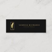 Slanke Zwart & Goud Veer Foto QR Code Notaris Mini Visitekaartje (Voorkant)