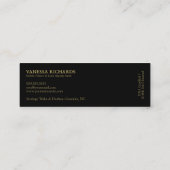 Slanke Zwart & Goud Veer Foto QR Code Notaris Mini Visitekaartje (Achterkant)