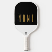 Slanke zwart-wit driekwart kleur blok tekst pickleball paddle (Voorkant)