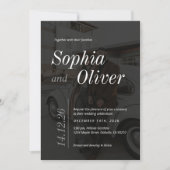 Slanke zwart-wit foto minimalistische bruiloft kaart (Voorkant)