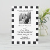 Slanke zwart-wit Glitter Checkerboard bruiloft Kaart (Staand voorkant)