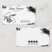 Slanke zwart-wit Tattoo machine Visitekaartje (Voorkant / Achterkant)