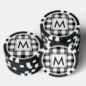 Slanke zwart-witte Buffalo Plaid met Monogram Poker Chips (Opstapeling)