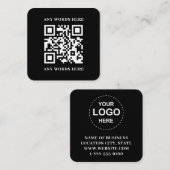 Slanke zwarte aangepaste QR-code met Logo Vierkante Visitekaartje (Voorkant / Achterkant)