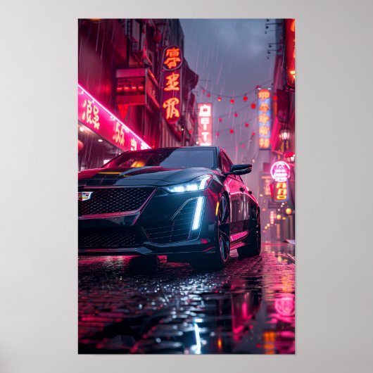 Slanke zwarte Cadillac CT5 Car Wallpaper Poster (Voorkant)