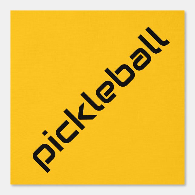 Slanke zwarte diagonale PICKLEBALL op vet geel Behang (Voorkant)