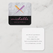 Slanke zwarte gekruiste kam en marmer vierkante visitekaartje (Voorkant / Achterkant)