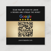 Slanke zwarte Google Review QR Code Notary Marketi Vierkante Visitekaartje (Achterkant)