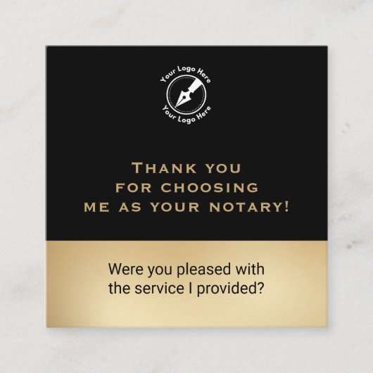 Slanke zwarte Google Review QR Code Notary Marketi Vierkante Visitekaartje (Voorkant)