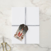Slanke zwarte Kerstman, rendierfamilie Cadeaulabel (Met Touw)