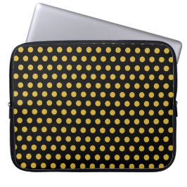 Slanke zwarte laptop Hoesje met Gold Polka accente Laptop Sleeve