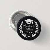 Slanke zwarte laurier krans embleem Afstuderen Pri Ronde Button 3,2 Cm (Voorkant /achterkant)