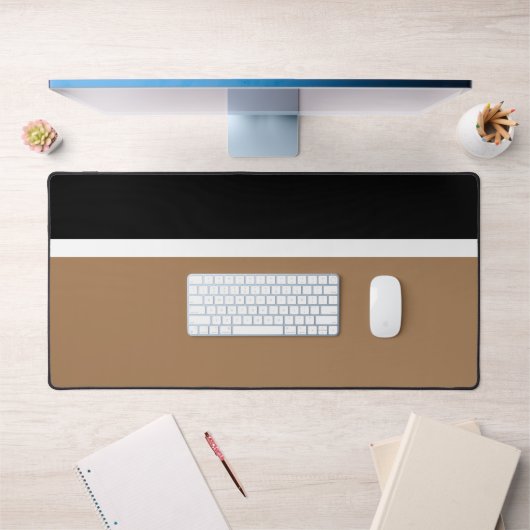 Slanke zwarte Mocha Bruin Witte Kleur Block Stripe Bureaumat (Kantoor 1)