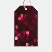 Slankerend kerstfeest met rode kerstlampjes Bokeh  Cadeaulabel (Voorkant)
