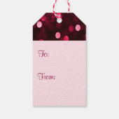 Slankerend kerstfeest met rode kerstlampjes Bokeh  Cadeaulabel (Achterkant)