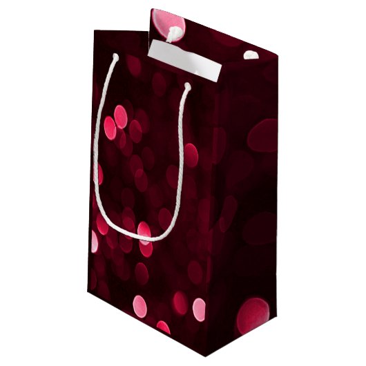 Slankerend kerstfeest met rode kerstlampjes Bokeh  Klein Cadeauzakje (Achterkant Gekanteld)