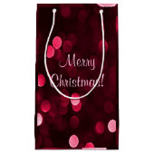 Slankerend kerstfeest met rode kerstlampjes Bokeh  Klein Cadeauzakje (Voorkant)