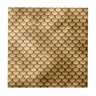 Slankkende Sparkle Golden Bronze Fish Scale Mermai Tegeltje