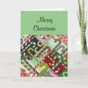 Slant-kerstkaart voor snoepriet kaart