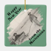 Slanted Photo with Swiped Opening Christmas Text Keramisch Ornament (Achterkant)
