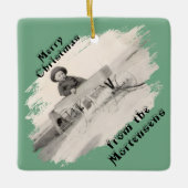 Slanted Photo with Swiped Opening Christmas Text Keramisch Ornament (Voorkant)