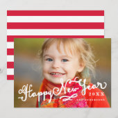 Slantscript | Happy New Year Holiday-fotokaart Feestdagenkaart (Voorkant / Achterkant)