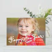 Slantscript | Happy New Year Holiday-fotokaart Feestdagenkaart (Staand voorkant)