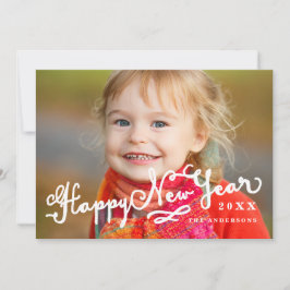 Slantscript | Happy New Year Holiday-fotokaart Feestdagenkaart