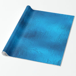Slanzend blauw kerstpak cadeaupapier