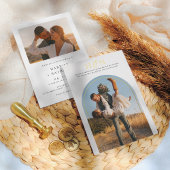 Slanzend Elegant Modern Minimalist 2 Fotohuwelijk Folie Uitnodiging