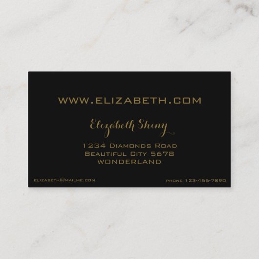 Slanzend Festive Elegant Diamonds Black Sepia Visitekaartje (Achterkant)