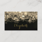 Slanzend Festive Elegant Diamonds Black Sepia Visitekaartje (Voorkant)