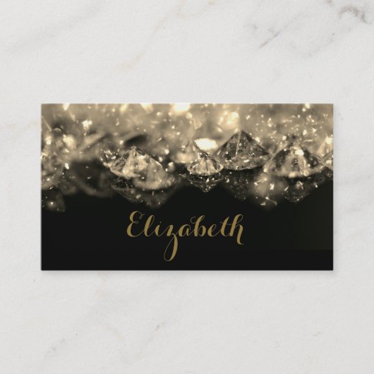 Slanzend Festive Elegant Diamonds Black Sepia Visitekaartje (Voorkant)
