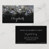 Slanzend Festive Elegant Diamonds Black White Visitekaartje (Voorkant / Achterkant)
