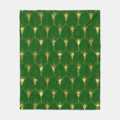 Slanzend Gold Art Deco Patroon op groene achtergro Fleece Deken (Voorkant)
