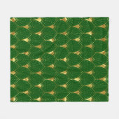 Slanzend Gold Art Deco Patroon op groene achtergro Fleece Deken (Voorkant (Horizontaal))