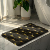 Slanzend Gold Art Deco Patroon op zwarte achtergro Badmat