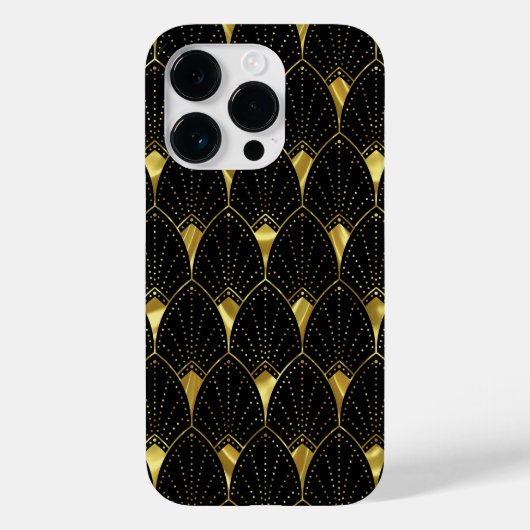 Slanzend Gold Art Deco Patroon op zwarte achtergro Case-Mate iPhone Case (Achterkant)