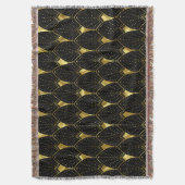 Slanzend Gold Art Deco Patroon op zwarte achtergro Deken (Voorkant Verticaal)
