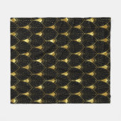Slanzend Gold Art Deco Patroon op zwarte achtergro Fleece Deken (Voorkant (Horizontaal))