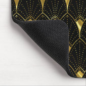 Slanzend Gold Art Deco Patroon op zwarte achtergro Muismat (Hoek)