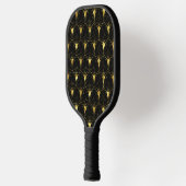 Slanzend Gold Art Deco Patroon op zwarte achtergro Pickleball Paddle (Links)