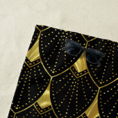 Slanzend Gold Art Deco Patroon op zwarte achtergro Strandlaken (In situ)